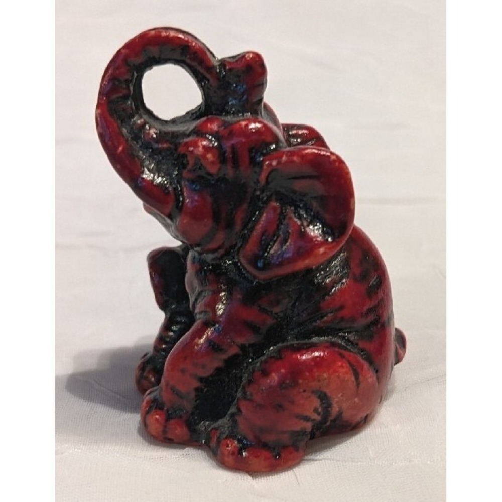 4 Elephants Figurines Trunk Up Moriage Ceramic Japan Resin Pink Gold Vtg Trinket - Picture 5 of 16